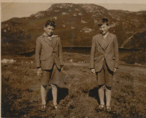 Eoin and Laurence in front of Lough Salt in suits c 1937 copy